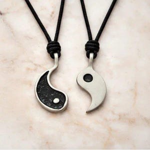 Adjustable YIN and YANG Double Necklace Set - - LadybugfeetDesigns -