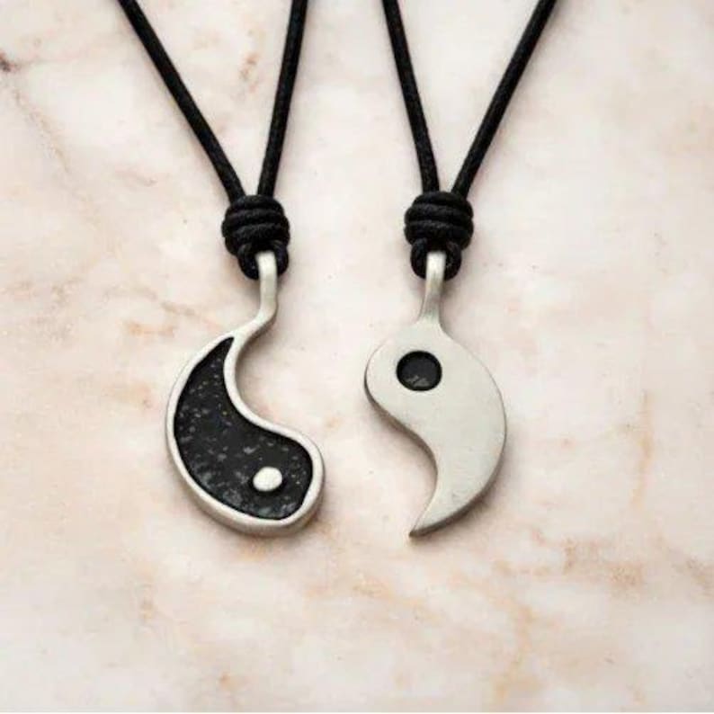 Adjustable YIN and YANG Double Necklace Set - - LadybugfeetDesigns -