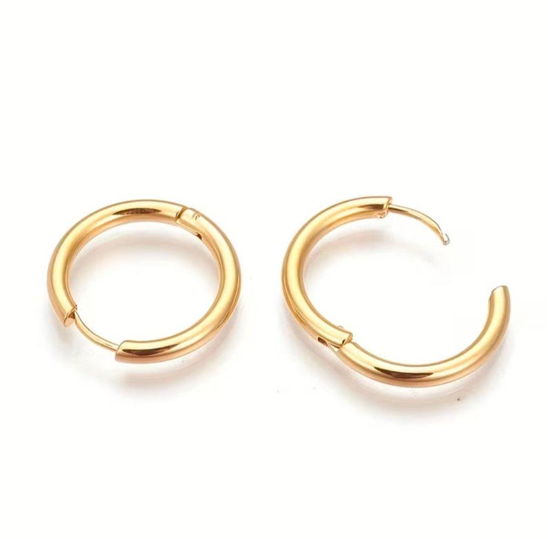 Blue Circle Heart Hoop earrings, Gold - 12mm - - LadybugfeetDesigns -