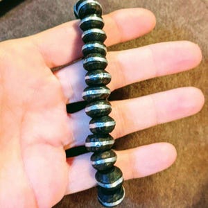 Ebony Wood Bead Stretch bracelet - - LadybugfeetDesigns -