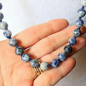 Blue Sodalite Semi-Precious Gemstone Necklace- 36 inch - - LadybugfeetDesigns -