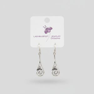 Swirl Drop Sterling Silver Dangle earrings - - LadybugfeetDesigns -
