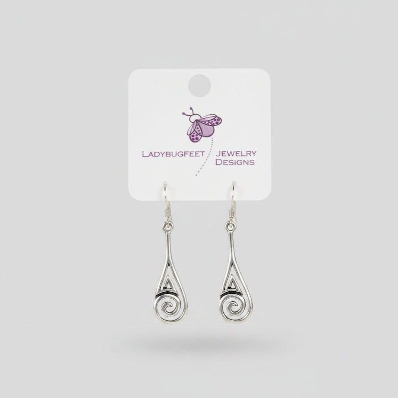 Swirl Drop Sterling Silver Dangle earrings - - LadybugfeetDesigns -
