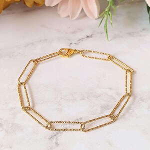 Diamond Cut Gold Paperclip Chain Bracelet - - LadybugfeetDesigns -