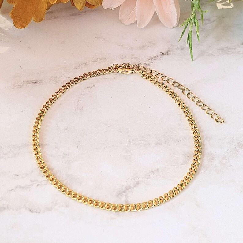 Gold Cuban Chain Anklet - - LadybugfeetDesigns -