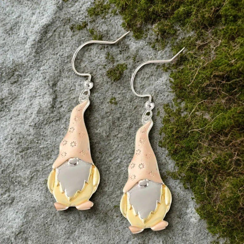Boho Gnome hook earrings II - Silver - - LadybugfeetDesigns -