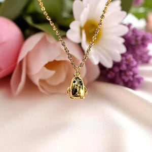 Penguin Necklace, Gold- 20 inch - - LadybugfeetDesigns -