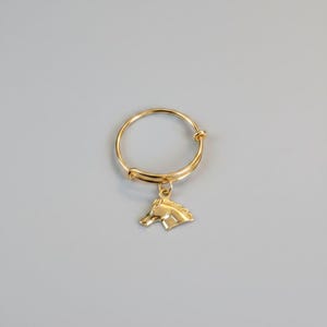 Horse Adjustable Charm Ring - Gold - - LadybugfeetDesigns -
