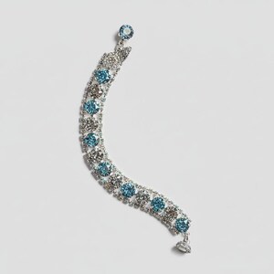 Blue Multi Faceted Crystal Rhinestone Bracelet-Bridal Jewelry-Child Size - - LadybugfeetDesigns -