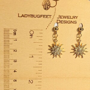 Fiery Sun Charm Drop Stud Earrings-Gold - - LadybugfeetDesigns -