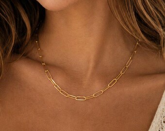Paperclip Chain necklace, Gold - 18- 24 inch