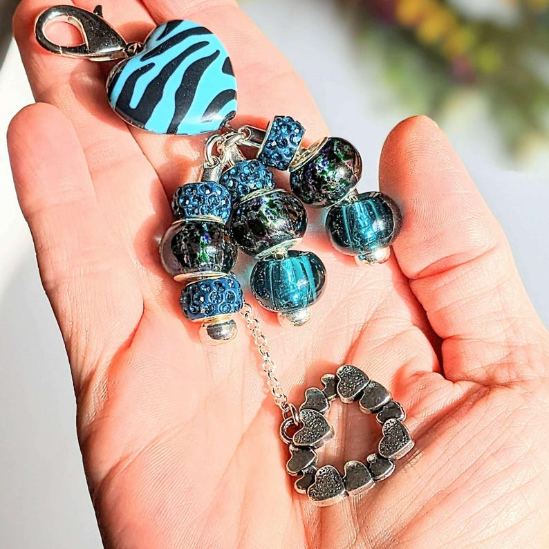 Zebra Stripe Heart Purse Charm/Junk Journal Charm - - LadybugfeetDesigns -