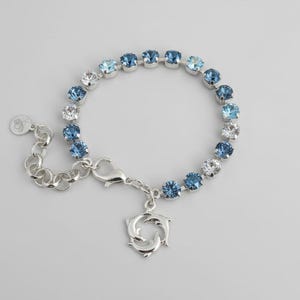Dolphin Trio Faceted Crystal Bracelet - - LadybugfeetDesigns -