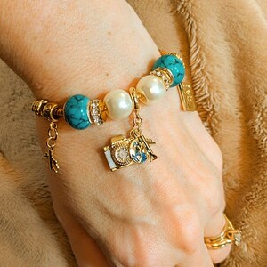 Travel/Vacation European beaded bracelet - Gold - - LadybugfeetDesigns -