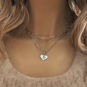 Two-Tone Paperclip & Initial Necklace Set - - LadybugfeetDesigns -