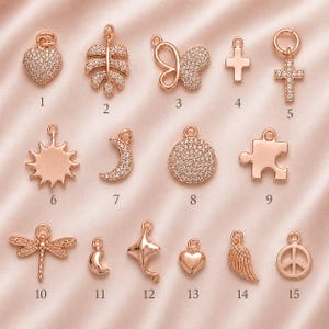 DESIGN YOUR Charm Ring, Adjustable Rose-Gold Filled charm dangle ring - - LadybugfeetDesigns -