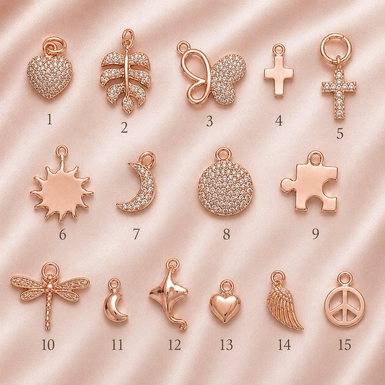 DESIGN YOUR Charm Ring, Adjustable Rose-Gold Filled charm dangle ring - - LadybugfeetDesigns -