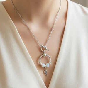 Angel Wing Sterling Silver Toggle Charm Necklace, 20 inches - - LadybugfeetDesigns -