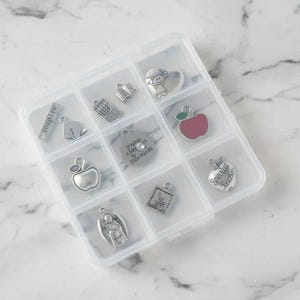Teacher Charm Box - 11 pc., Silver - - LadybugfeetDesigns -