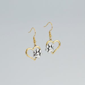 Dog/Cat Paw Print Earrings, Gold - - LadybugfeetDesigns -