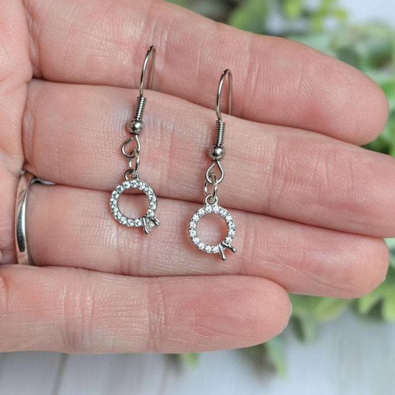 CZ Diamond Engagement Ring Necklace/Earring set, Sterling Silver - - LadybugfeetDesigns -