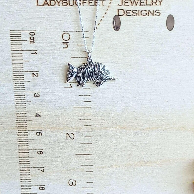 Armadillo Pendant charm necklace, Sterling Silver - 22 inch - - LadybugfeetDesigns -