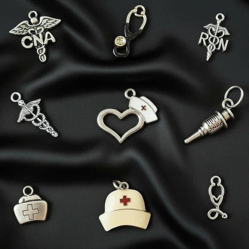 CNA/RN Nurse Charm Box - 9 pc., Silver - - LadybugfeetDesigns -