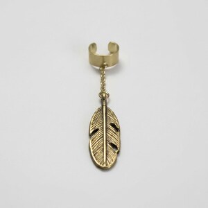 Feather Ear Cuff, Antique Bronze - - LadybugfeetDesigns -