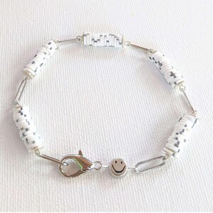 Salt & Pepper Smiley Stainless Steel Paperclip Chain Bracelet - - LadybugfeetDesigns -