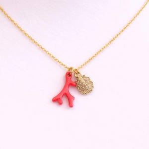 Red Coral necklace, Gold - 18- 24 inch - - LadybugfeetDesigns -