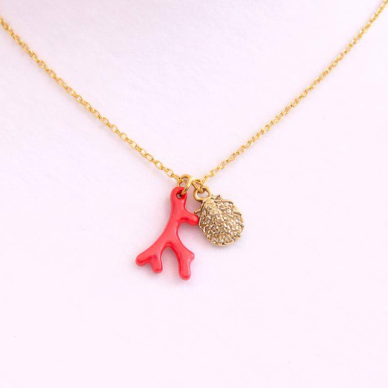 Red Coral necklace, Gold - 18- 24 inch - - LadybugfeetDesigns -