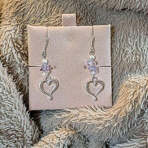 Ametrine Heart dangle earrings, silver - - LadybugfeetDesigns -