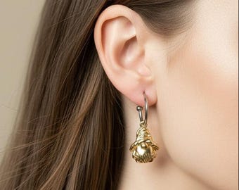 Two-Tone Gnome Hoop Earrings, Silver - 16mm