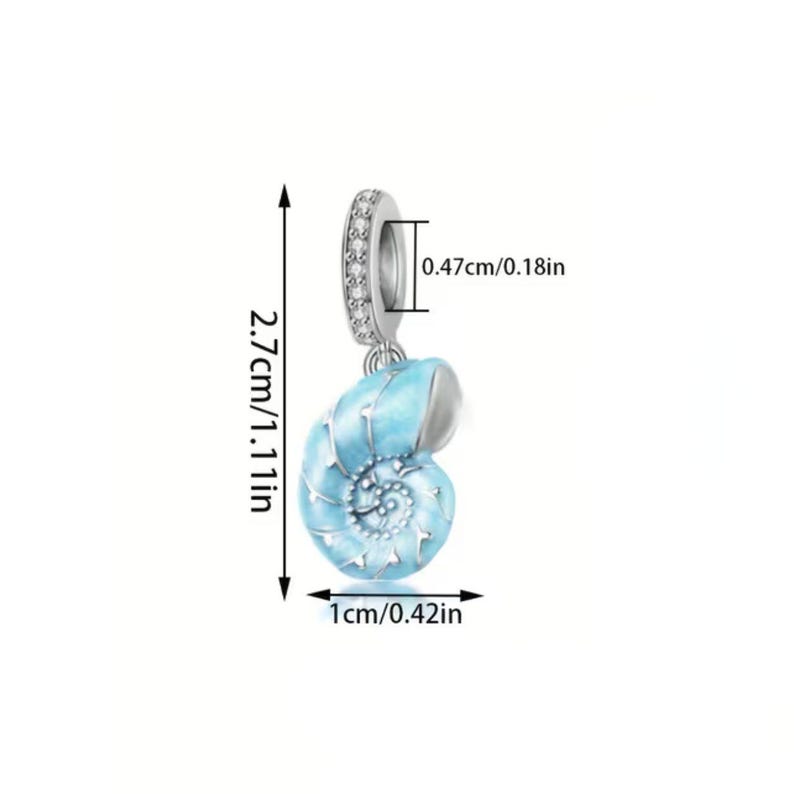 Blue Sea Snail Hoop Earrings, Silver - 16mm - - LadybugfeetDesigns -