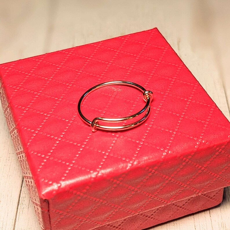 DESIGN YOUR Charm Ring, Adjustable Rose-Gold Filled charm dangle ring - - LadybugfeetDesigns -