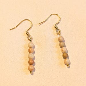 Pink Jasper Beaded Hook Earrings, Gold - - LadybugfeetDesigns -