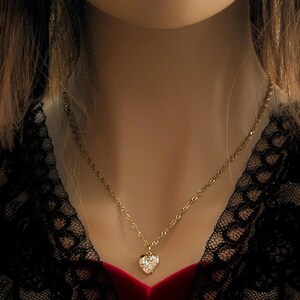 Sparkly Melting Heart necklace, Gold- 20 inch - - LadybugfeetDesigns -