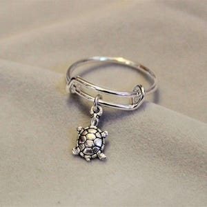 Tiny Sea Turtle Expandable Charm Ring - - LadybugfeetDesigns -