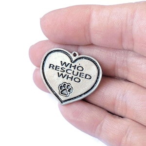 Large Who Rescued Who? Pendant - - LadybugfeetDesigns -