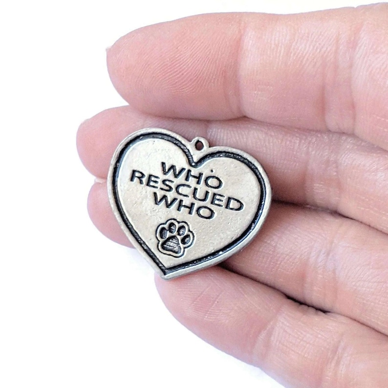 Large Who Rescued Who? Pendant - - LadybugfeetDesigns -