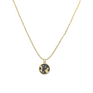 Blue Enamel Zodiac Pendant Necklace, Gold - 20 inches - - LadybugfeetDesigns -