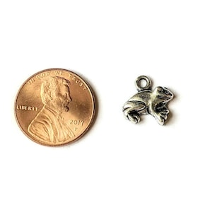 Silver Tiny Frog Charm - - LadybugfeetDesigns -