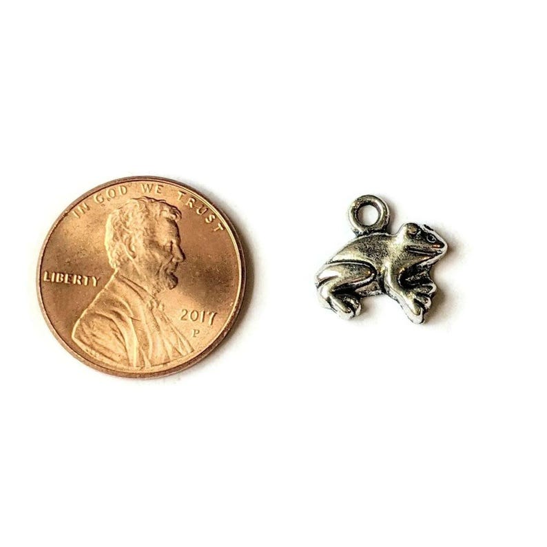 Silver Tiny Frog Charm - - LadybugfeetDesigns -