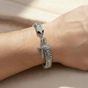 Men's Stainless Steel Cross bracelet II - - LadybugfeetDesigns -