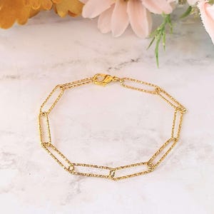 Diamond Cut Gold Paperclip Chain Bracelet - - LadybugfeetDesigns -
