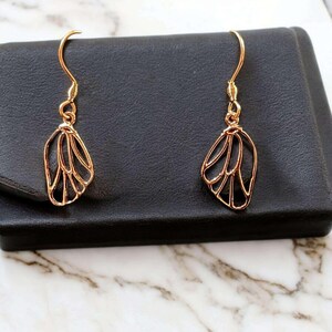 Butterfly/Fairy Wing Rose Gold necklace/earrings set, 18 inch - - LadybugfeetDesigns -