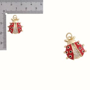 Ladybug necklace, Gold - 20 inch - - LadybugfeetDesigns -
