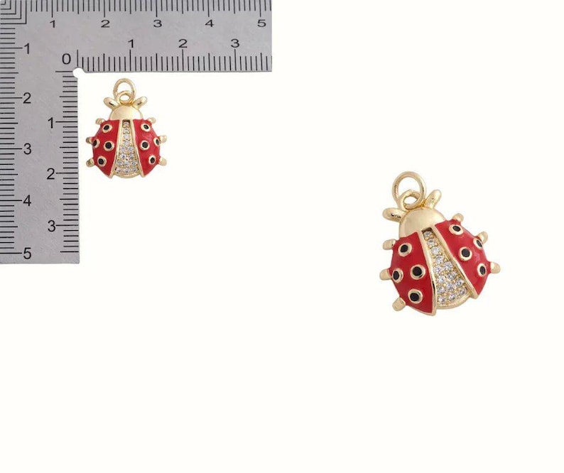 Ladybug necklace, Gold - 20 inch - - LadybugfeetDesigns -