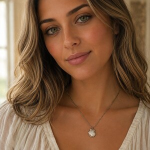 Natural Scallop Shell Necklace, Gold - 18- 24 inch - - LadybugfeetDesigns -