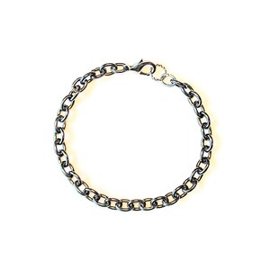 Black Stainless Steel Oval Link Charm Bracelet Base - D.i.y. - Build Your Charm Bracelet! - - LadybugfeetDesigns -